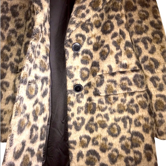 Kate Spade Leopard Wool Coat Size 00 Animal Print Long Jacket Winter Outerwear - Picture 10 of 15
